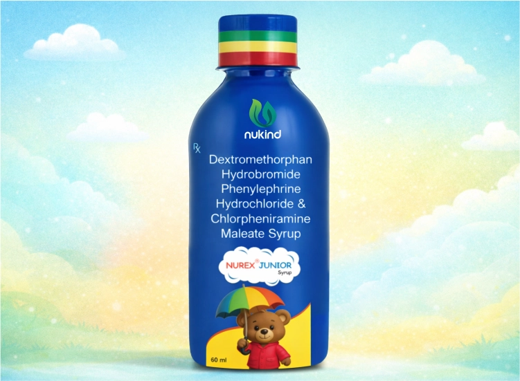 Pediatric cough and cold syrup NUREX Junior by Nukind Healthcare